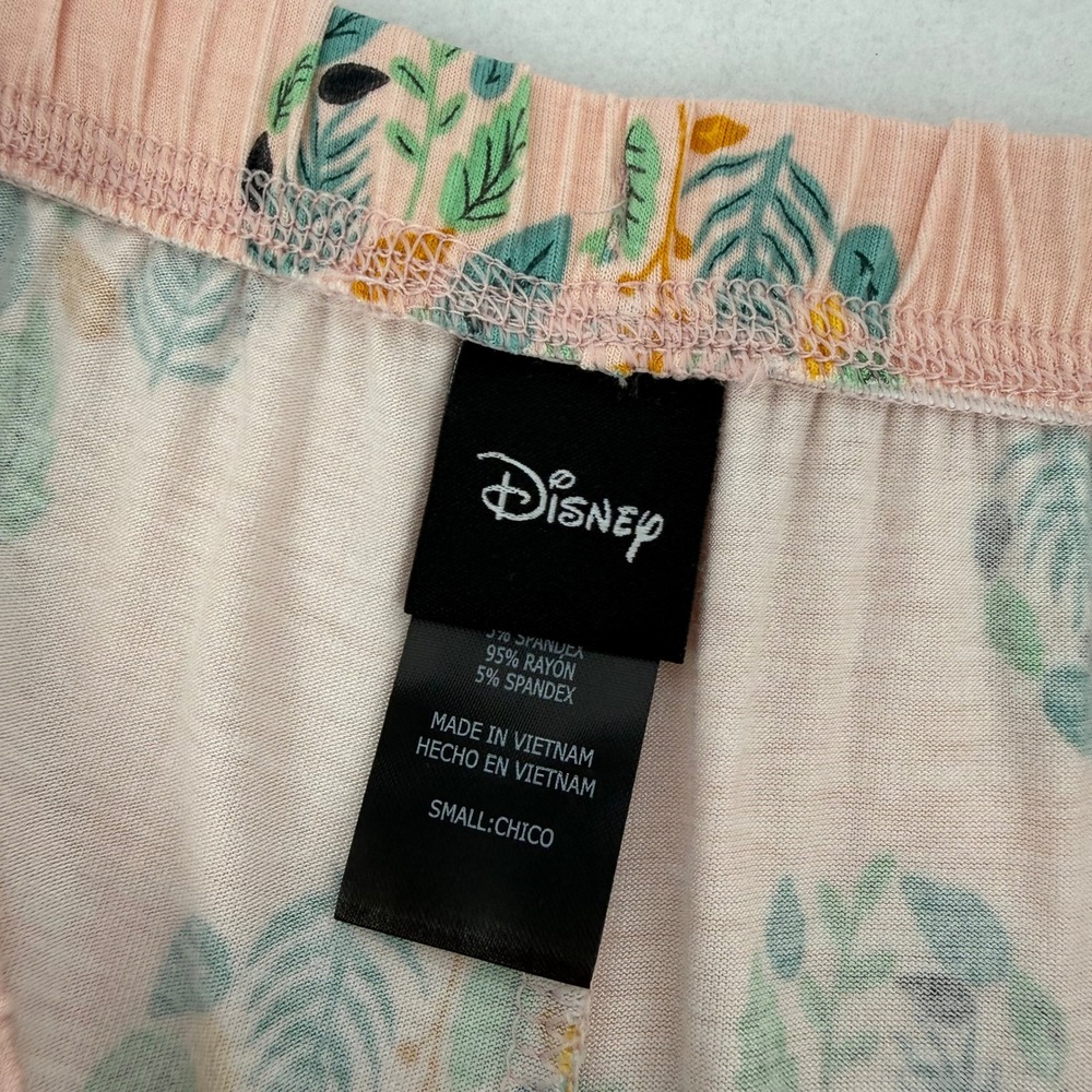 Disney Pajama Set Womens Small Pink Mickey Mouse Botanical Leaf Print‎ PJ Lounge - Picture 6 of 8